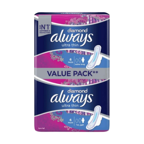 حفاظات نسائية ألويز الترا رفيعة الماسية مطورة طويل جدا 12 فوط